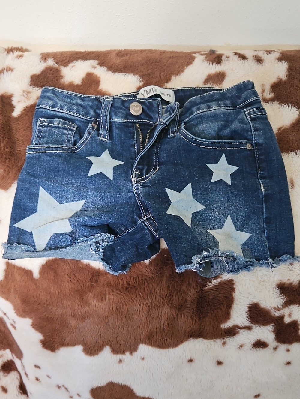 YMI Dark Blue Star Print Denim Shorts
